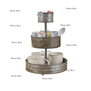 Plateau de service alimentaire galvanisé à deux niveaux, design tendance, taille personnalisée, plateau à chocolats et desserts au prix le plus bas - Product Image 4