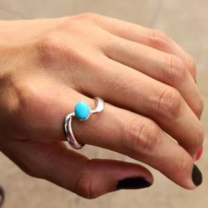 เครื่องประดับเงินสเตอร์ลิง925สง่างามแหวนเทอร์ควอยซ์แหวนแท้925สเตอร์ลิงเงินแฮนด์เมดเครื่องประดับชั้นดี NA - Product Image 1