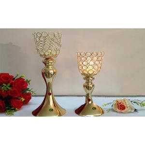 <b>Cheap</b> Crystal Centerpieces for Weddings New Metal Gold Plated <b>Candle</b> Holders With Crystal <b>Candle</b> Style Crystal Centerpiece USA - Product Image 1
