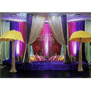Mehndi-decoración colorida de escenario para bodas, escenario de noche indio, hermoso Sangeet - Product Image 1