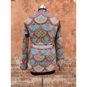 Veste d'hiver en coton multicolore, 5 pièces, impression multicolore, court, Maxi ethnique, Kantha manteau pour femmes, peignoir fait à la main - Product Image 4