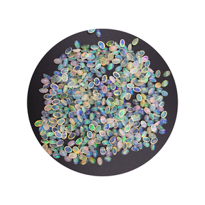 Opales naturelles multicolores taille ovale, pierres précieuses brutes polies avec effet de jeu de feux, cabochons en dôme, lot pour montures de bagues sur mesure - Product Image 1