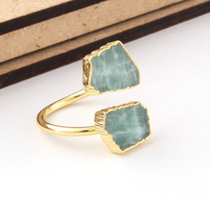 Anillo de GEMA de seraphinita natural, diseño clásico, galvanizado, joyería de piedras preciosas, anillo ajustable - Product Image 3