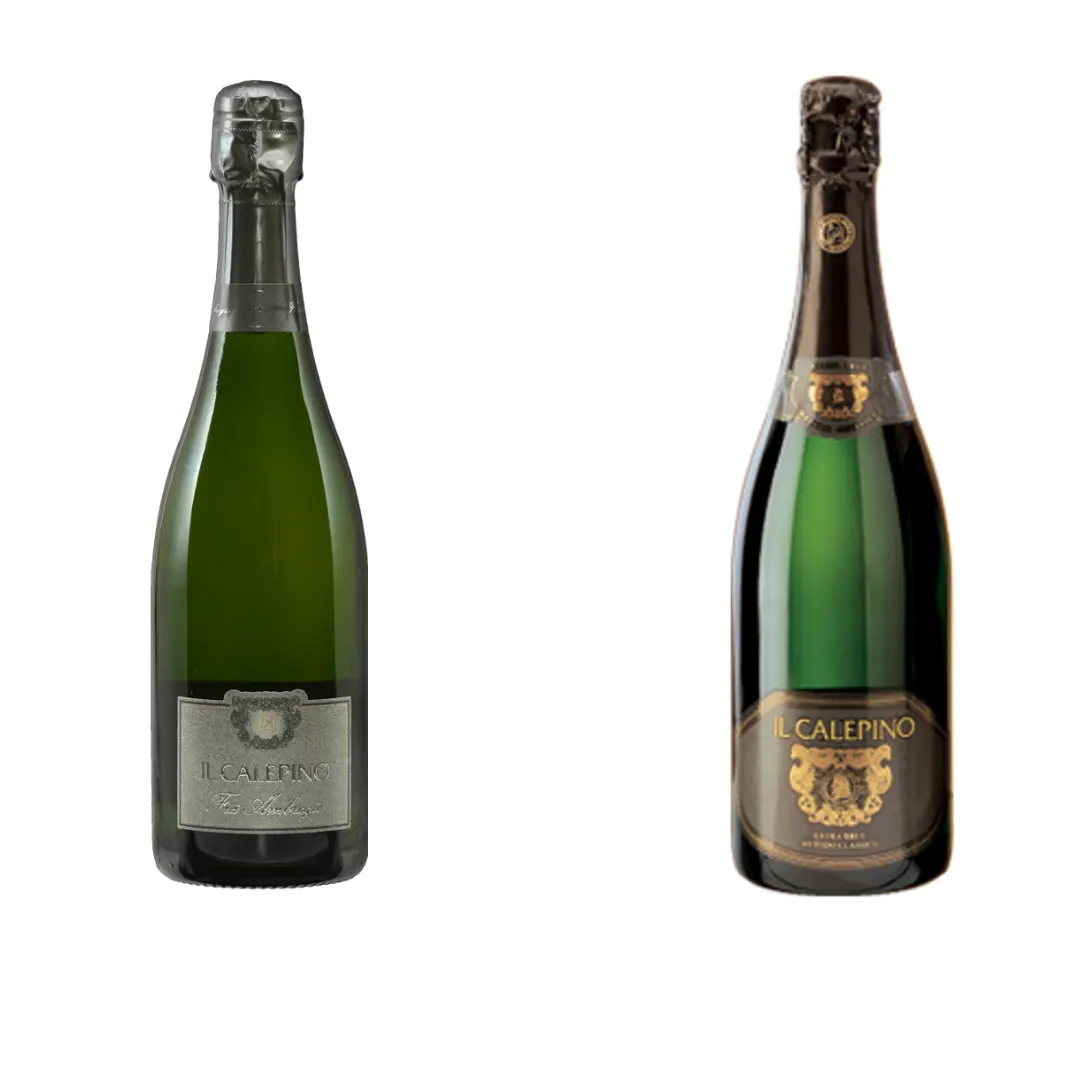 Doubleglass בקבוק למעלה באיכות נוצץ יין "FRA AMBROGIO וpas מינון" קלאסי תוצרת איטליה שיטת Il Calepino 750 Ml 2012