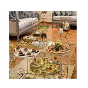 Classic Design Metal And Glass Food Tray Highest Quality Large Size Table Top <b>Chocolates</b> Serving Tray In India - Product Image 3