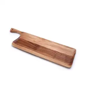 Natural Wooden Acacia Rectangle Shape Platter Food Serving Chopping Cutting Of Vegetable Board With Handle Wooden Acacia Platter