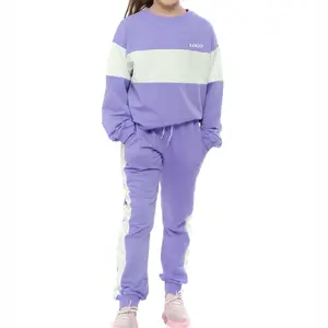 Kids Long Sleeves Sweater Shirt And Joggers Set / Wholesale Hot Sale Girls 70% Cotton 25% Polyester 5% Elastane Sweatsuit