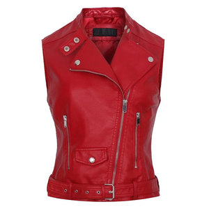 Chaleco de cuero de motorista para mujer de Venta caliente en varios colores con decoración de piel Los mejores precios de fábrica para ropa exterior de invierno de talla grande - Product Image 3