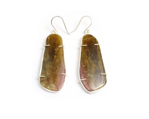 Pendiente de aro de moda de Plata de Ley 925, piedra preciosa de turmalina Natural, regalo de boda Chapado en plata a la moda para su circón - Product Image 1