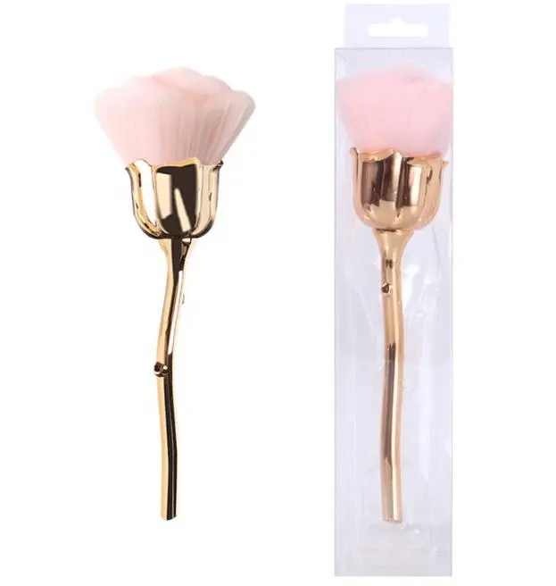 Brosse pour les ongles, outil de manucure, nouveau produit de beauté, nettoyage de poussière, fleur de Rose, avec boîte en PVC, vente en gros, pièces