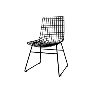 Черный стул из железа и проволоки, одинарный стул для кофейни в европейском стиле, стул из проволоки с отверстиями для дома и сада