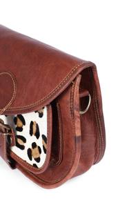 Bolso bandolera de cuero genuino con estampado de animales Vintage para mujer, elegante accesorio de moda a prueba de agua para niñas, cierre de sillín - Product Image 5