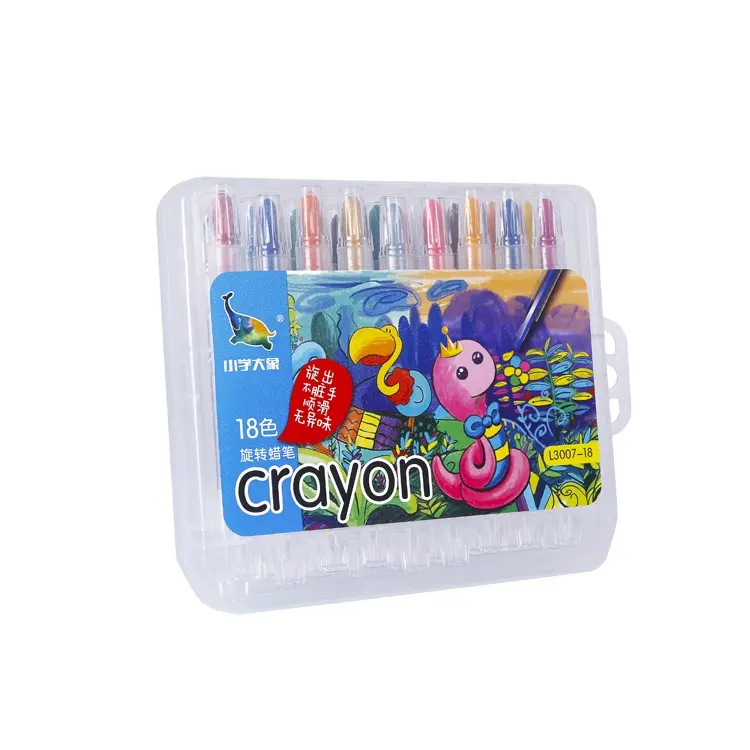 Crayon Colors Art Painting Tools Multicolor Plastic Crayon Students Twist Up Crayon Pen Set 18 Colors With PP Box
