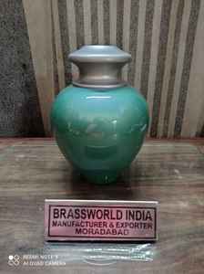 Urna Funeraria de Latón Estilo Americano de Alta Calidad en Rosa y Verde Mar - Brassworld India - Product Image 5