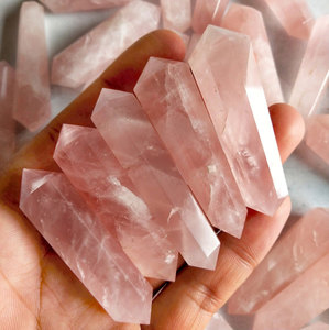 Porte-clés en quartz rose à double pointe, cristal de guérison naturel, pierre de lune pêche, pierre précieuse polie, fournisseur en gros, article cadeau - Product Image 5