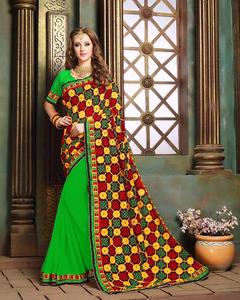 ผ้าคอตตอนปักลายตารางสำหรับผู้หญิงอินเดียดีไซน์ลายดอกไม้ผ้าคอตตอนบานาราซีชุดปาร์ตี้ใหม่ - Product Image 6