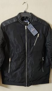 Vestes en coton teintes en pièce, coupe-vent à col montant et fermeture éclair intégrale, manches longues pour hommes, marques authentiques - Product Image 2