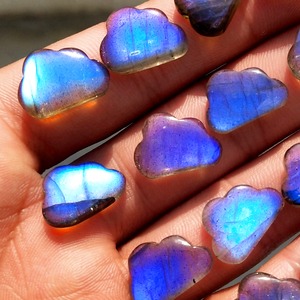 Wholesale Labradorite Druzy Slice Crystal Carving | Custom Glass Cabochon <b>Shell</b> Mala Beads <b>Bracelet</b> Purple Labradorite Gemstone - Product Image 1