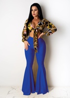 Offre Spéciale Pantalon grande Taille 6 couleurs Mince Feuille De Lotus Palazzo Taille Haute Clubbing Pantalon à Jambes Larges Femmes