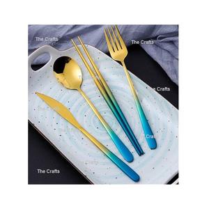 Set Of 4 <b>Knife</b> <b>Fork</b> <b>And</b> Spoons Set In Brass Gold Color Cutlery Set For Home Hotel <b>And</b> Restaurant Usage - Product Image 2