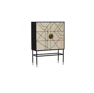阿拉伯风格家具骨镶嵌六抽屉设计黑色现代木质抽屉柜卧室