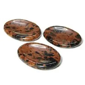 Grosir batu kristal Oval khawatir kualitas terbaik batu Thump batu mahoni Obsidian batu Agate khawatir