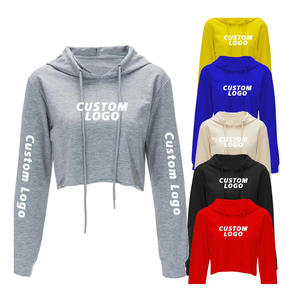 Pull à manches longues pour femme, sweat-shirt ample en coton, surdimensionné, haut court sur mesure, prix d'usine, sweat à capuche pour automne - Product Image 2