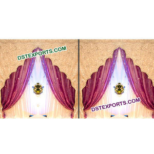 Wedding Stage <b>Embroidered</b> Jhrokha Style Backdrop Temple Style Wedding Backdrop <b>Curtains</b> Indian Wedding Arch Backdrop Decoration - Product Image 1