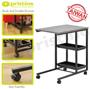 Mesa de Centro Moderna de Estilo Industrial con Ruedas, Superficie de Madera, Estructura Metálica, Estante de Almacenamiento Móvil, Muebles para Sala de Estar - Product Image 6