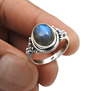 Bezel Set Oval Shape Blue Labradorite Gemstone 925 Sterling Silver Vintage Design Handmade <b>Ring</b> for Gifts Fine Wholesale Jewelry - Product Image 1