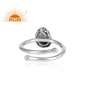 Bague en pierre précieuse naturelle, Iolite, pierre précieuse, bijoux réglable, 925 en argent nouvelle collection, vente en gros - Product Image 4