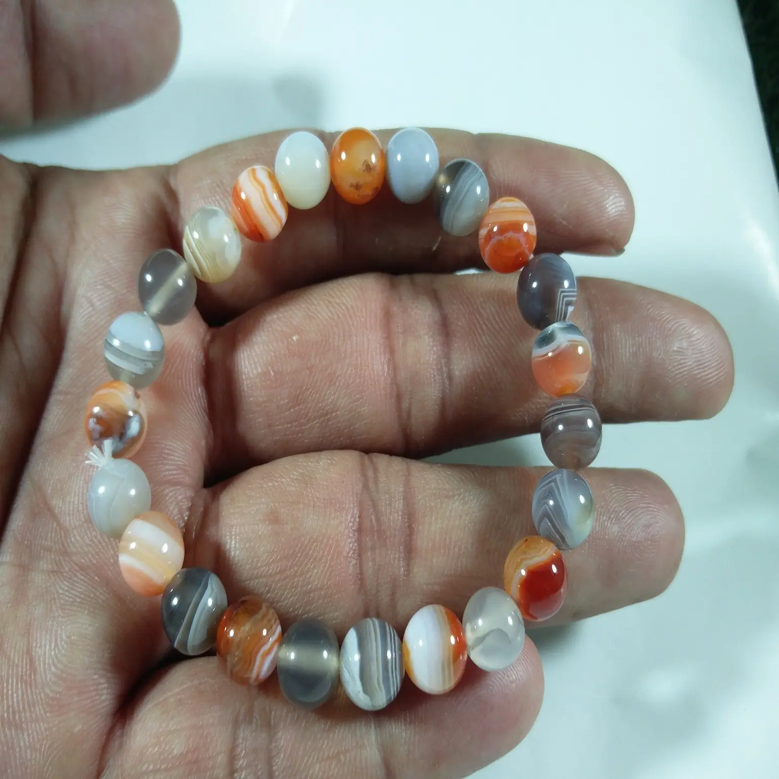 Natural crystal wholesale Gemstones Botswana agate Starch elastic Beads Bracelet Beautiful super Quality