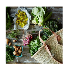 Ziczac-cesta tejida de paja con 2 asas de cuero, fácil de usar y contiene muchos artículos diarios - Product Image 3