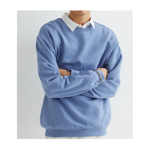 2022 último diseño azul cielo sudadera hombres manga completa logotipo personalizado 100% algodón ODM ropa deportiva tamaño 6XL Puff bajo precio de fábrica - Product Image 5