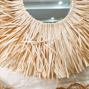 Espejo de hoja de palma estilo bohemio vintage decoración de pared de lujo mayorista MARCO DE ESPEJO tejido a mano por fabricante vietnamita - Product Image 4