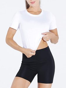 High Quality 100% Cotton Custom Printing Loose Fit <b>Crop</b> Tee Plain Solid Color Cropped Cotton Jersey Half Sleeves Tank <b>Top</b> Women - Product Image 5