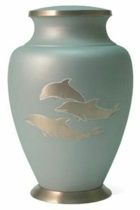 Urne ronde classique en marbre vert pour cendres - Product Image 3