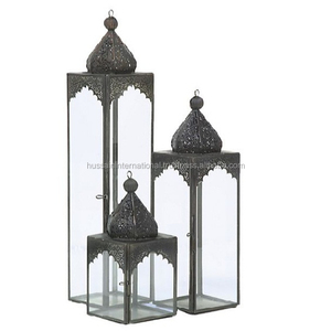 Faroles Marroquíes Hechos a Mano de Hierro y Vidrio para Decoración del Hogar y Bodas en Tamaños Personalizados - Product Image 1