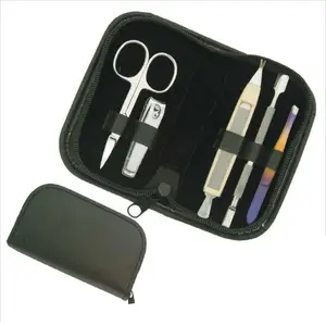 Kit de instrumentos para cuidados com as unhas, kit de pedicure/manicure em couro feito no paquistão