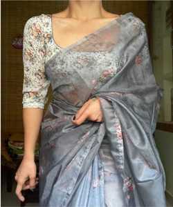 Sarees Ropa de fiesta de seda India Último diseñador Ropa de mujer Sari con blusa Japón Satén Crape Seda Telas suaves Impresión digital Sari ApparelGarment - Product Image 2