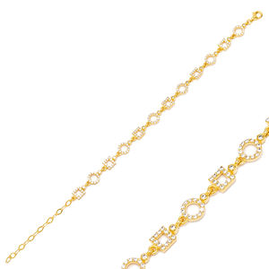 Minimalist Geometric Round Square Shape Wholesale Turkish Handmade 925 Sterling <b>Silver</b> <b>Charm</b> <b>Bracelet</b> - Product Image 1