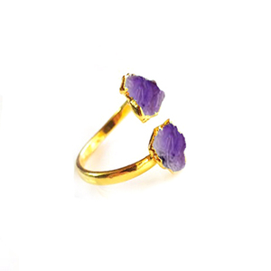 Améthyste Brut-Bonheur 2 Pierre Électrolytique Sterling Bague En Argent-Cadeau Anneaux-Pierre Anneau - Product Image 1