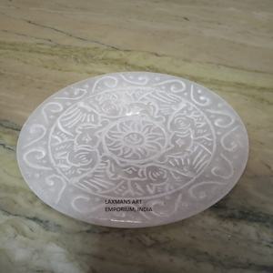 Porte-encens en pierre sculptée en marbre porte-encens en pierre tendre plaque ronde attrape-cendres gravés pierre tendre modèle rond sculpté - Product Image 1