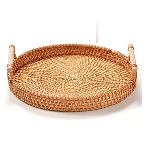 Bandeja para servir comida personalizada en ratán con color marrón de primera calidad, perfecta para vajilla y uso en restaurantes - Product Image 1