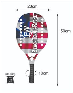 Raquettes de beach tennis sur mesure avec face de 20 mm, poids de 310-330 g, longueur de 50 cm, poignée en fibre de carbone et filet en fibre de verre carbone - Product Image 1
