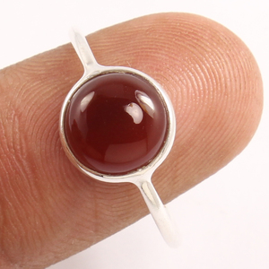 Bague pour femme faite à la main bijoux en argent cornaline naturelle 925 argent Sterling belle bague ronde en forme de pierre cadeau - Product Image 2