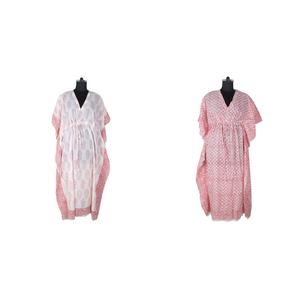 พิมพ์ Kaftan ยาวสำหรับผู้หญิงคอวี - Product Image 1