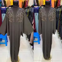 Abaya Model Baru Busana Dubai Wanita Muslim Dress Tangan Wanita Elegan Gaun Ukuran Besar Turki Pakaian Etnik Islami