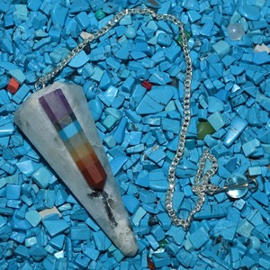Get Online Rainbow Moonstone Pendulums with Chakra Point : Rainbow Moonstone Pendulums with Chakra Point for Sale - Product Image 1