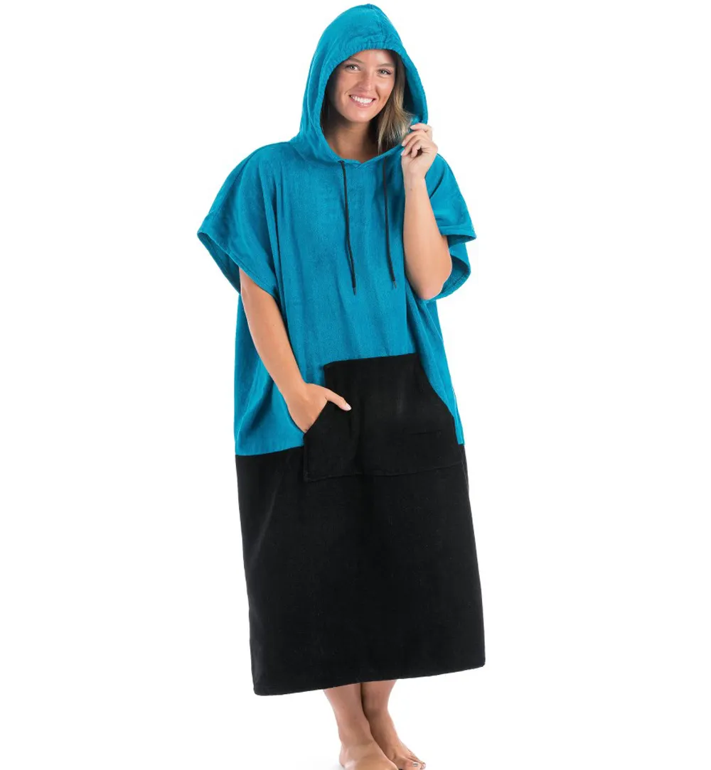 Women Surf Poncho Beach Towel with Sleeves and Hoodie Surf Wetsuit Beach Changing Poncho Hooded Dry Robe Poncho in cotton